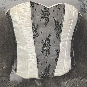 Off white with black lace corset